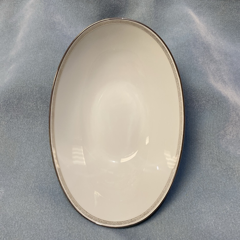 NORITAKE  SILVER GREEK KEY NORITAKE CHINA PATTERN 5941 Vegetable Serving Tray